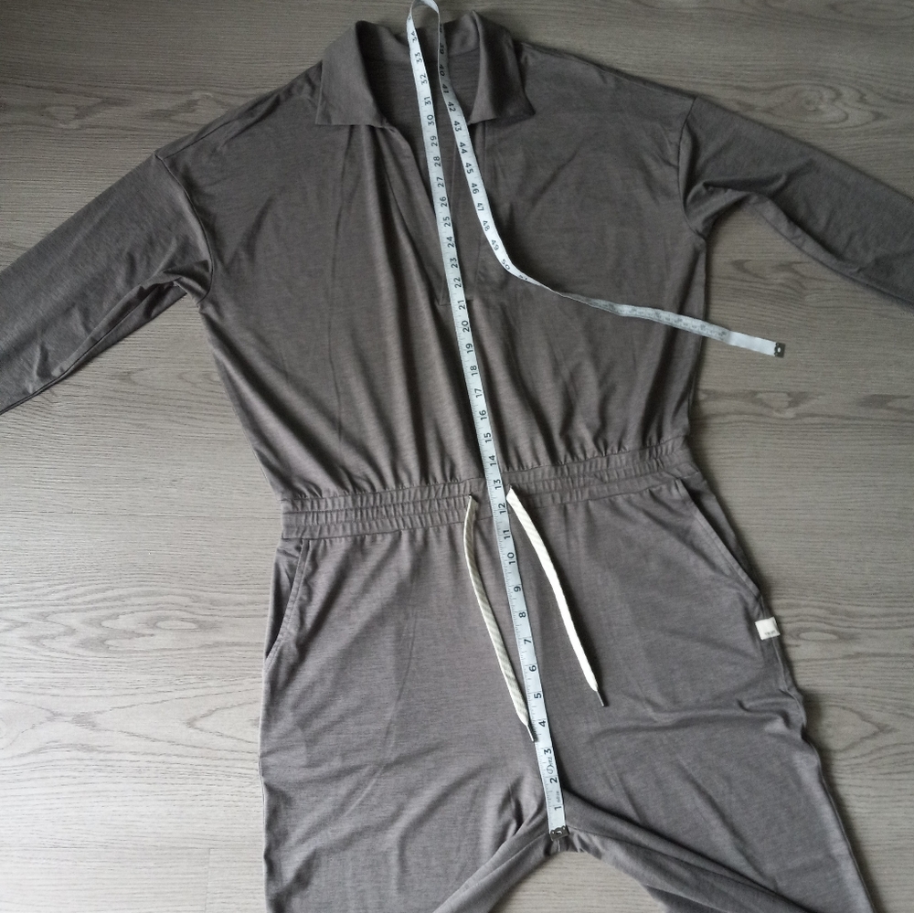 Vuori Lux Intentions Wide Leg Jumpsuit Smoke Heather L - Picture 12 of 15